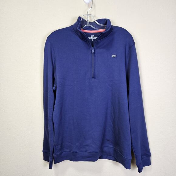 Vineyard Vines Boys Half Zip Pullover Deep Bay Blue Lightweight Sweatshirt XL 18 - Picture 7 of 13